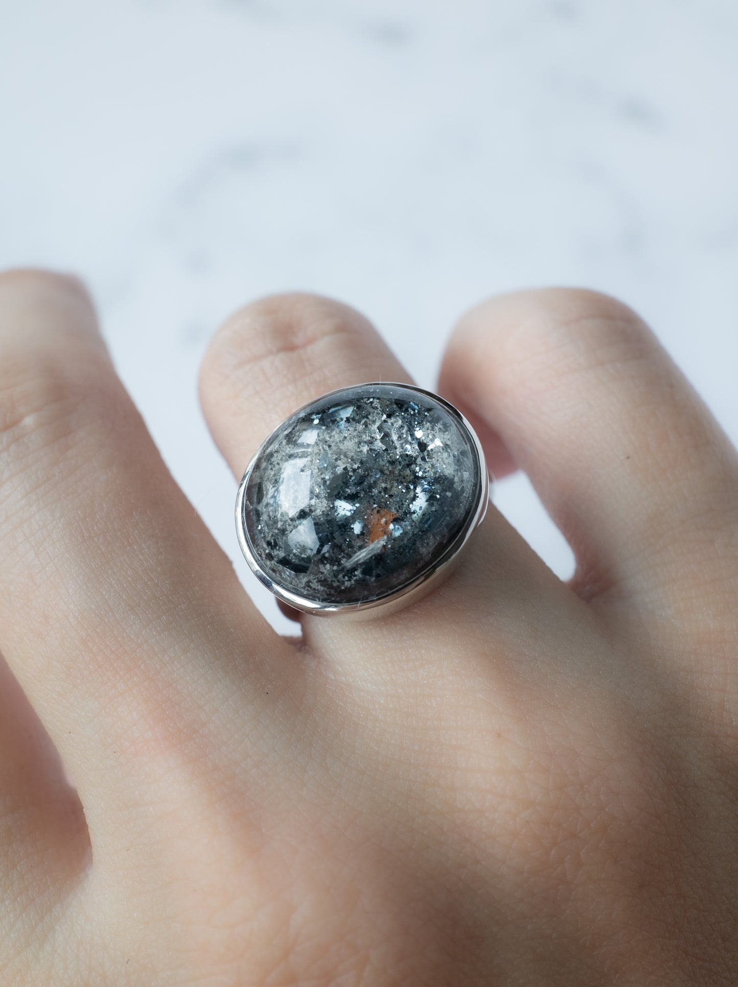 Hematite in Quartz Ring