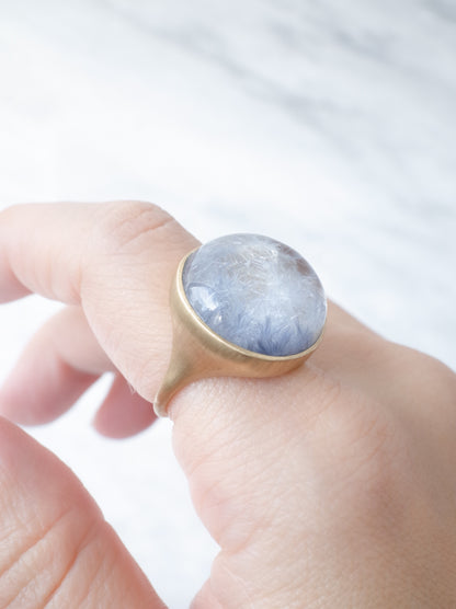 Dumorutierite in Quartz Ring - a1