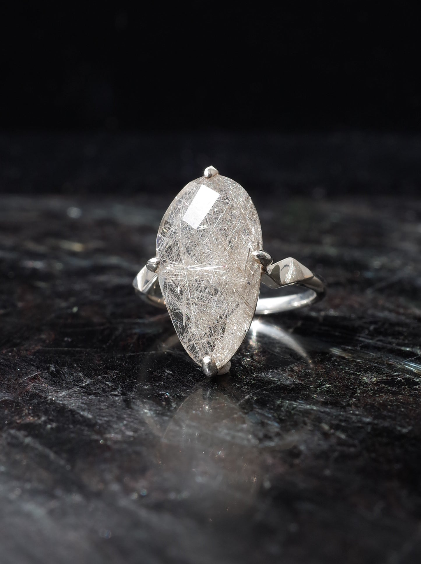 Silver Rutilated Quartz Ring - 1 / cut by CANNA