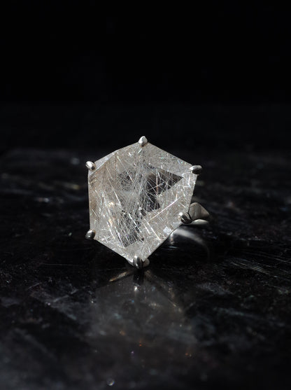 Silver Rutilated Quartz Ring - 2 / cut by CANNA