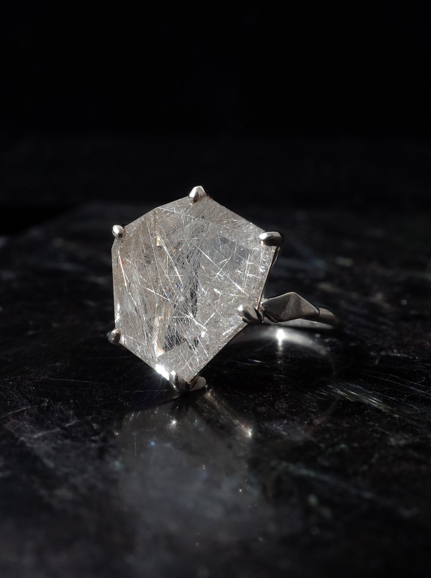 Silver Rutilated Quartz Ring - 2 / cut by CANNA