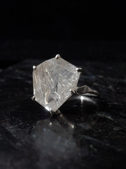 Silver Rutilated Quartz Ring - 2 / cut by CANNA