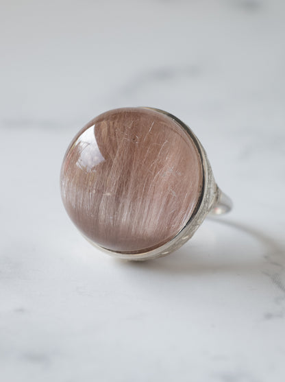 Pink Amphibole in Quartz Hawaiian Ring