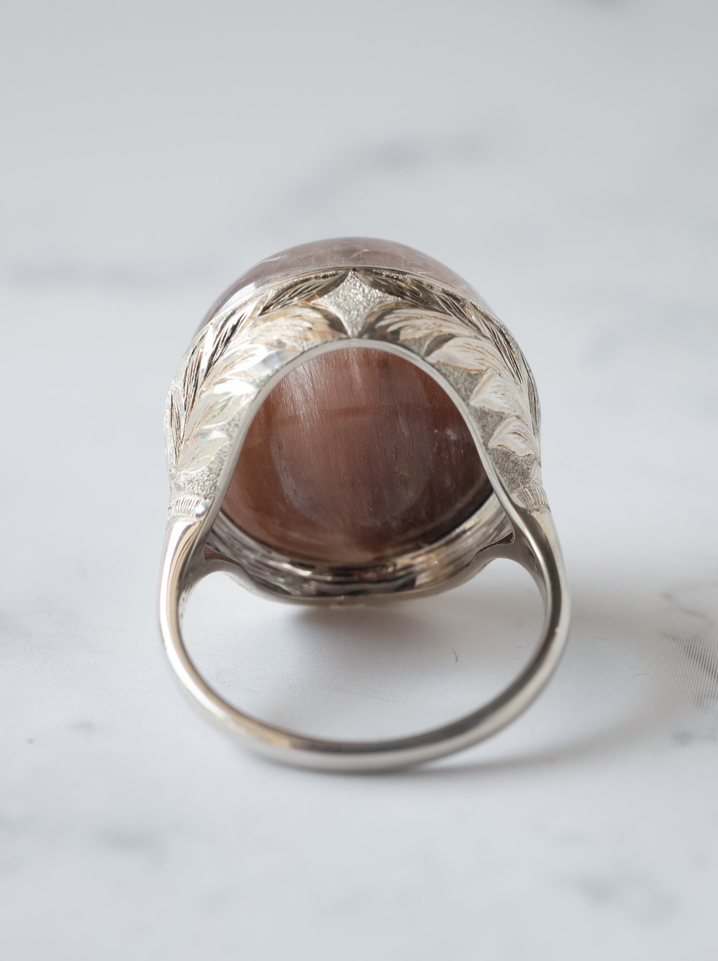 Pink Amphibole in Quartz Hawaiian Ring