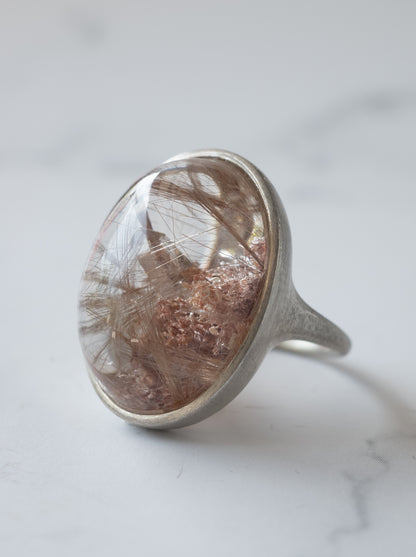 Pink Rutilated Garden Quartz Ring -2