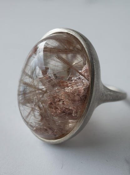 Pink Rutilated Garden Quartz Ring -2