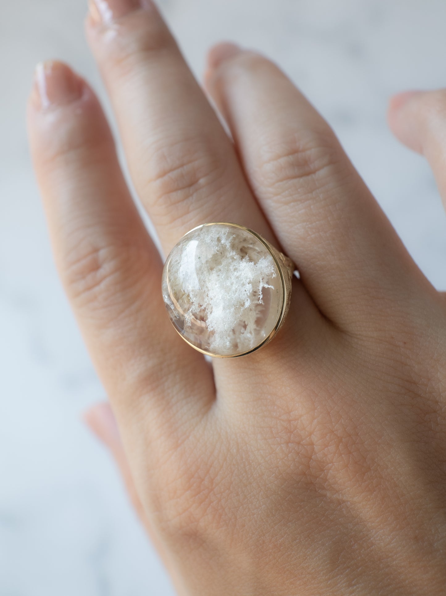 White Garden Quartz Hawaiian Ring