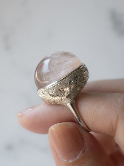 Pink Amphibole in Quartz Hawaiian Ring