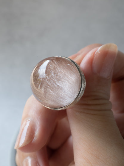 Pink Amphibole in Quartz Hawaiian Ring