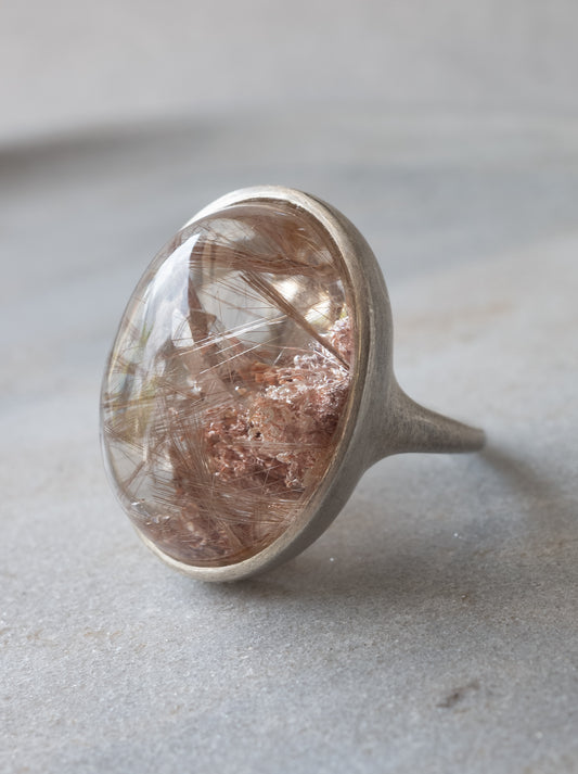 Pink Rutilated Garden Quartz Ring -2