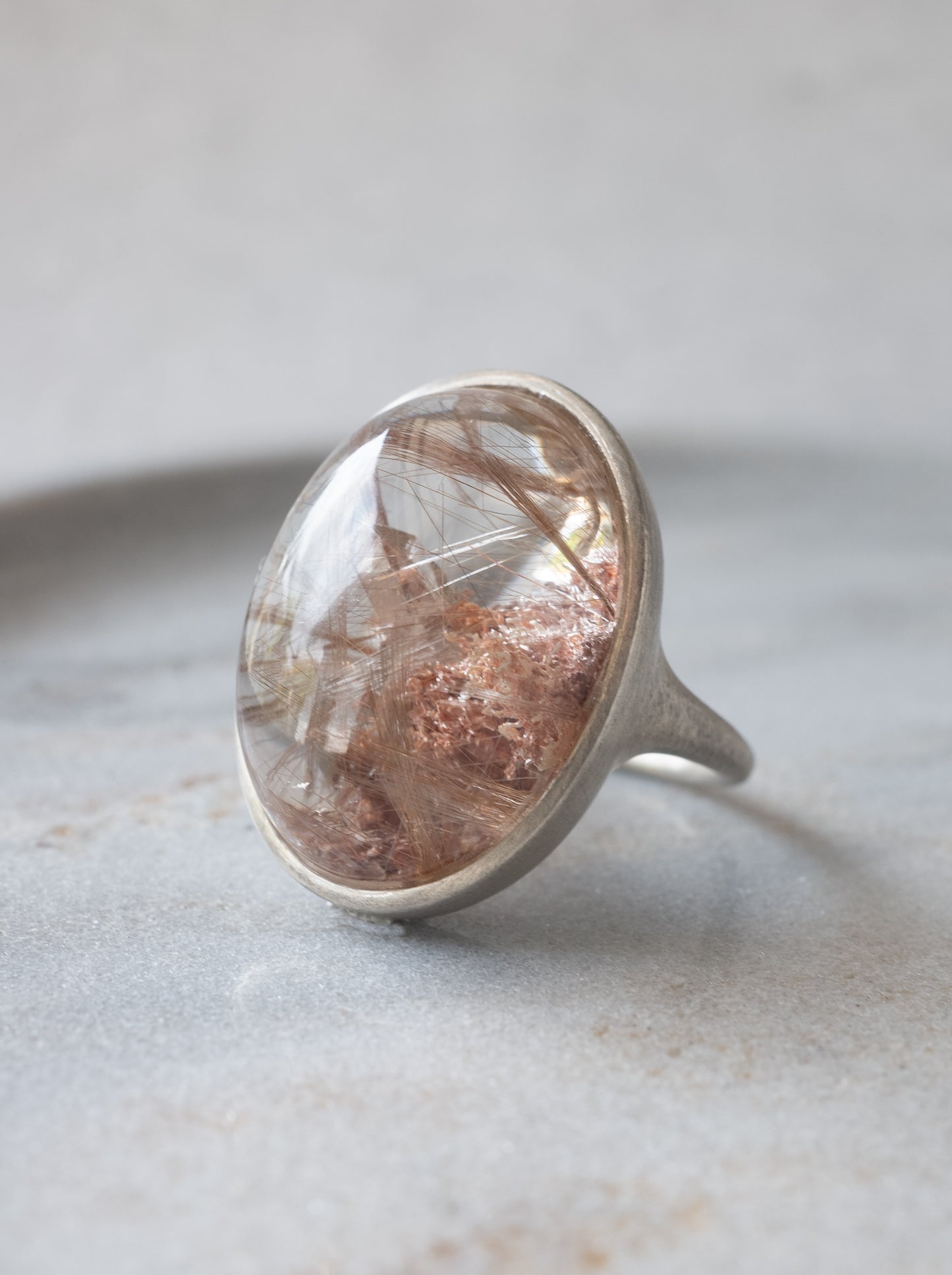 Pink Rutilated Garden Quartz Ring -2