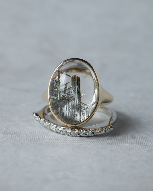 Silver Rutilated Quartz Ring