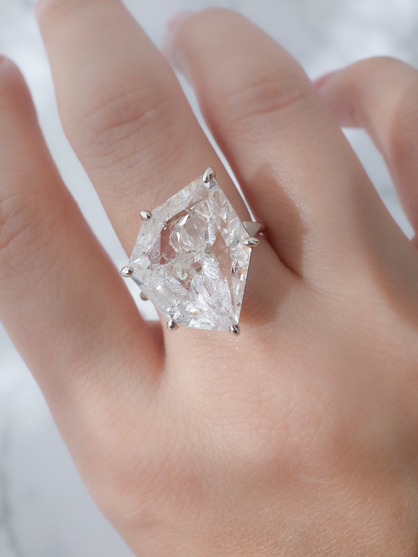 Negative Crystal in Quartz Ring / cut by CANNA