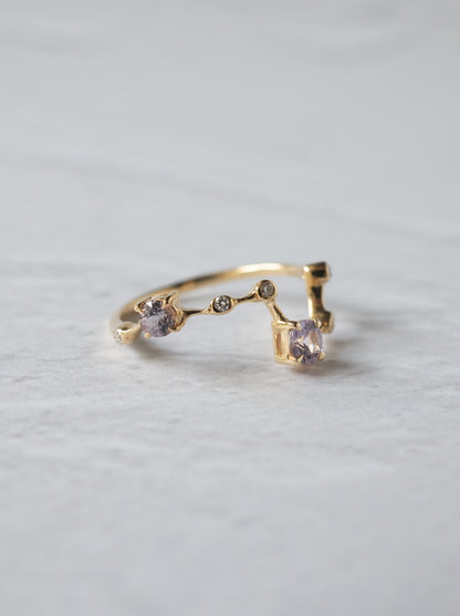 Purple Sapphire Asterism Ring