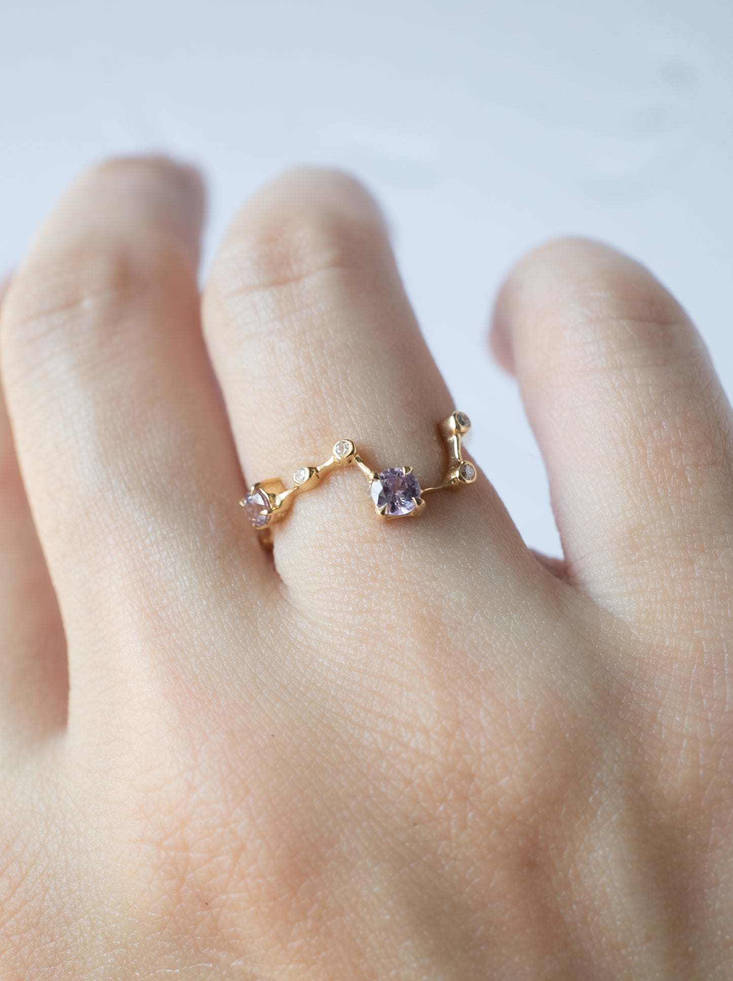 Purple Sapphire Asterism Ring