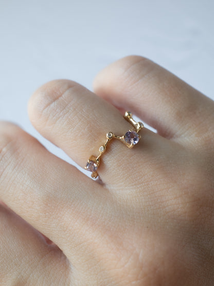 Purple Sapphire Asterism Ring