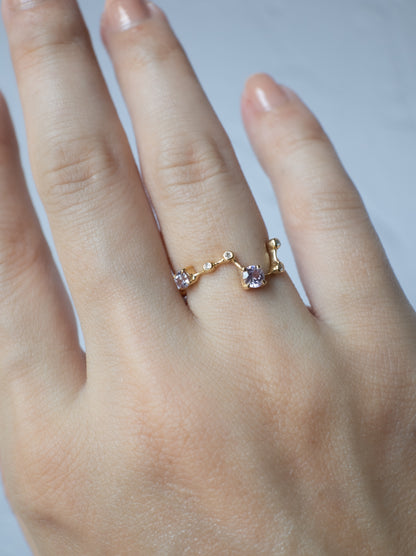 Purple Sapphire Asterism Ring
