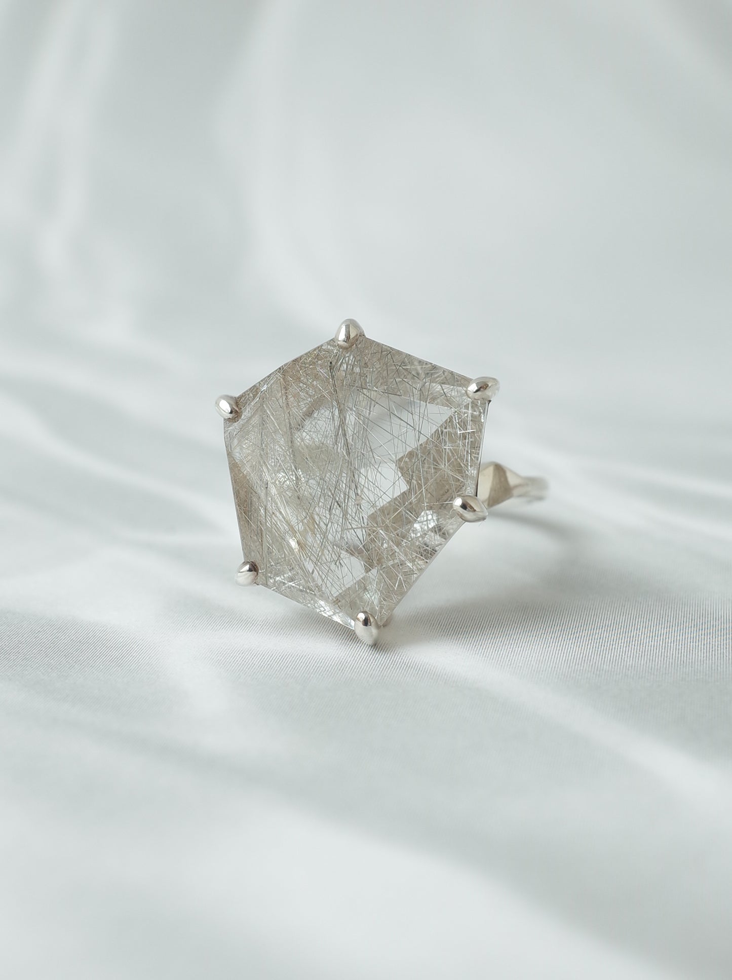 Silver Rutilated Quartz Ring - 2 / cut by CANNA