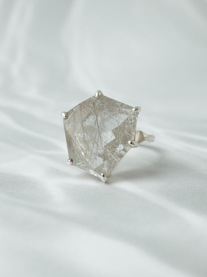 Silver Rutilated Quartz Ring - 2 / cut by CANNA