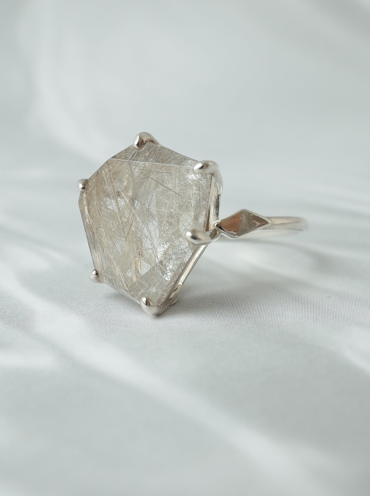 Silver Rutilated Quartz Ring - 2 / cut by CANNA