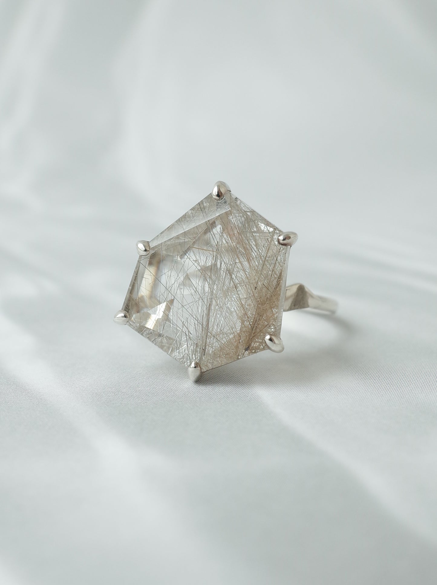 Silver Rutilated Quartz Ring - 2 / cut by CANNA