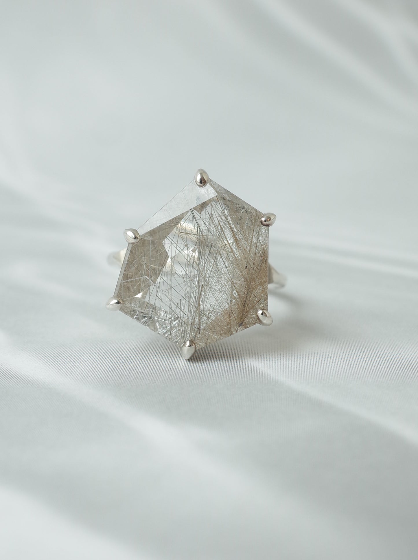 Silver Rutilated Quartz Ring - 2 / cut by CANNA