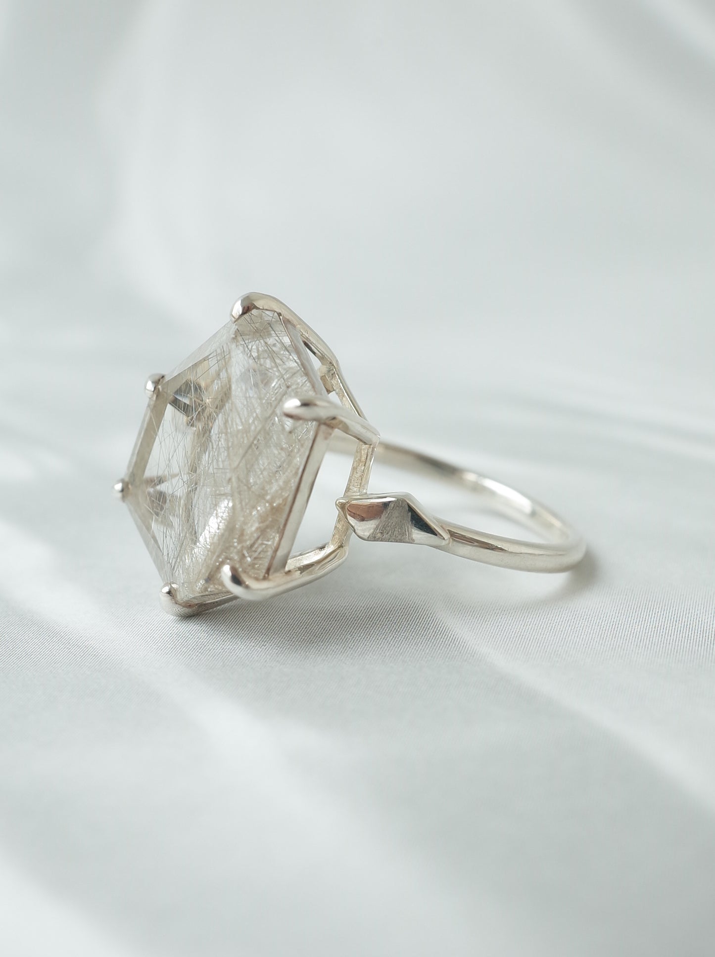 Silver Rutilated Quartz Ring - 2 / cut by CANNA