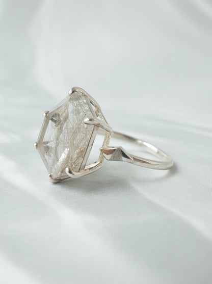 Silver Rutilated Quartz Ring - 2 / cut by CANNA