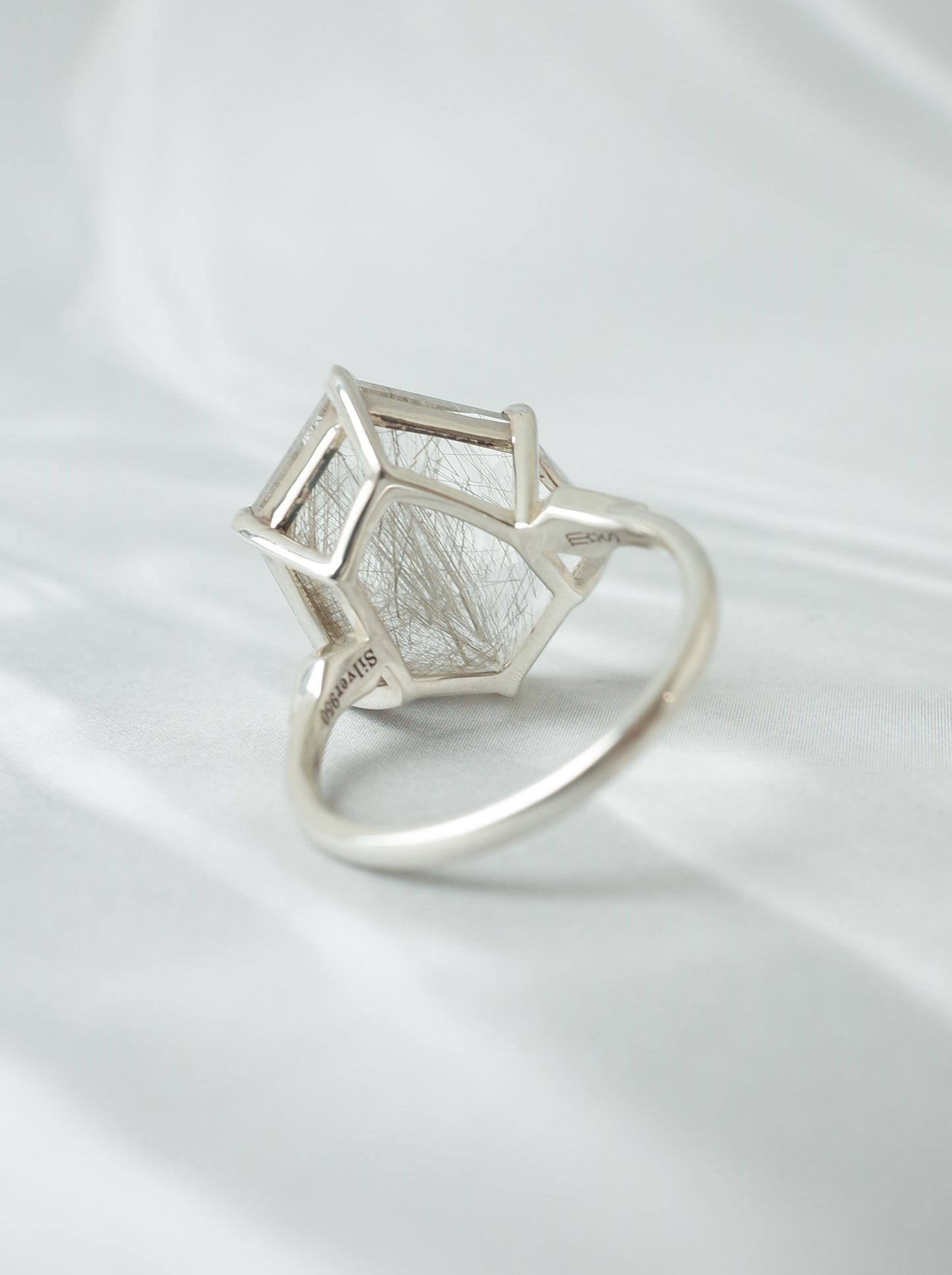 Silver Rutilated Quartz Ring - 2 / cut by CANNA