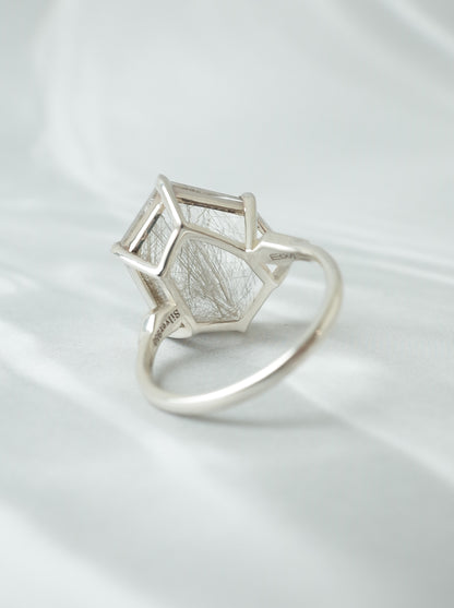 Silver Rutilated Quartz Ring - 2 / cut by CANNA