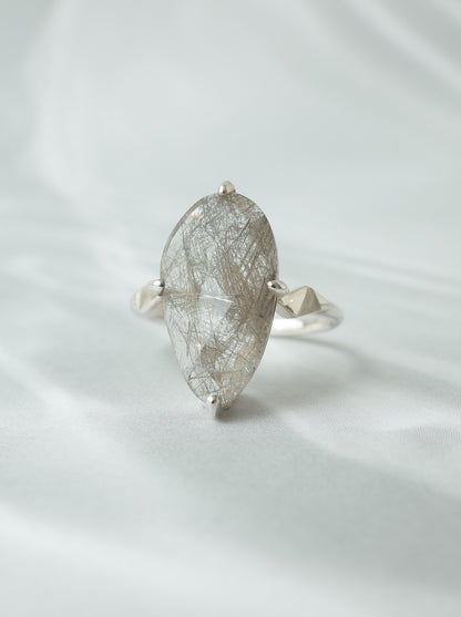 Silver Rutilated Quartz Ring - 1 / cut by CANNA