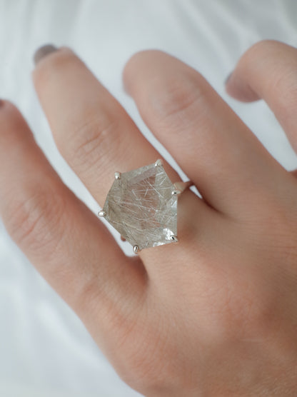 Silver Rutilated Quartz Ring - 2 / cut by CANNA