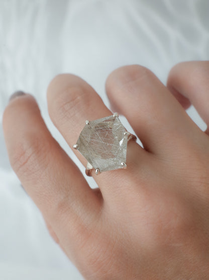 Silver Rutilated Quartz Ring - 2 / cut by CANNA