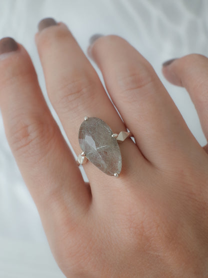 Silver Rutilated Quartz Ring - 1 / cut by CANNA