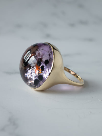 Romanechite in Quartz Ring