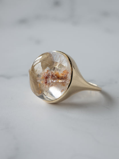 Flower Inclusion Quartz Ring