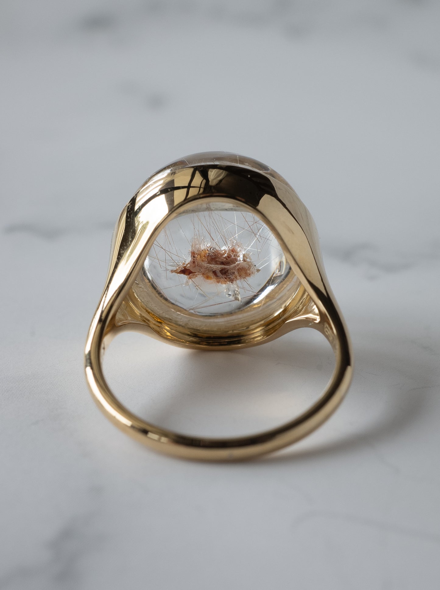 Flower Inclusion Quartz Ring