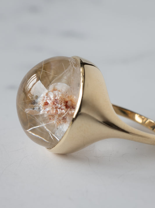 Flower Inclusion Quartz Ring