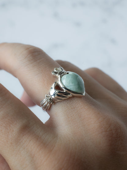 ITOIGAWA Jadeite Claddagh Ring