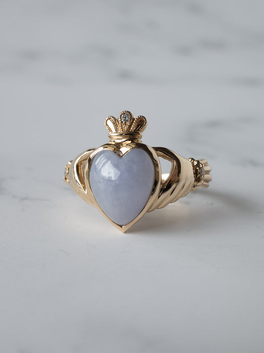 Lavender Jadeite Claddagh Ring