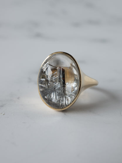 Silver Rutilated Quartz Ring