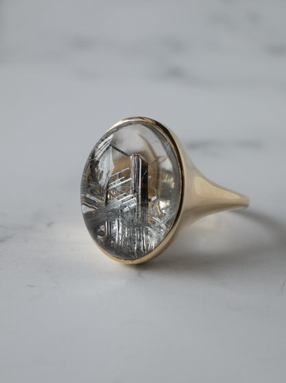 Silver Rutilated Quartz Ring