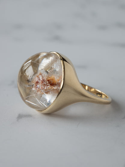 Flower Inclusion Quartz Ring