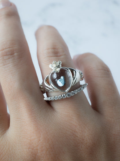Hematite in Quartz Claddagh Ring