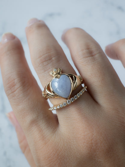 Lavender Jadeite Claddagh Ring
