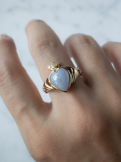 Lavender Jadeite Claddagh Ring