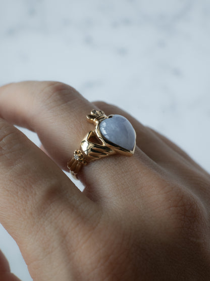 Lavender Jadeite Claddagh Ring