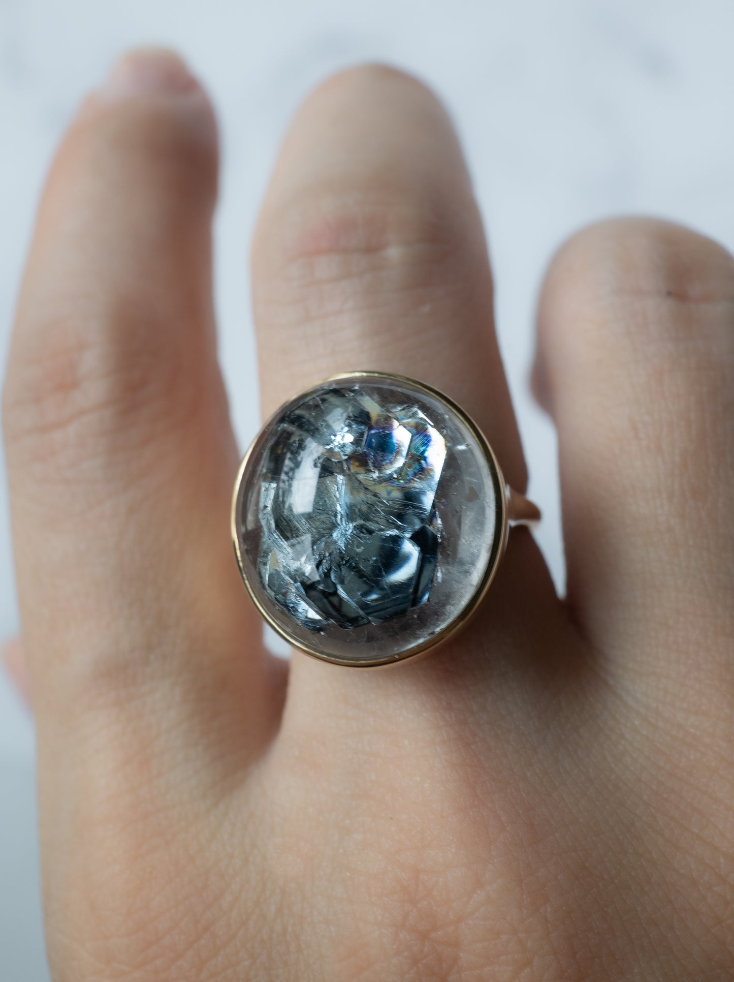 Hematite in Quartz Ring