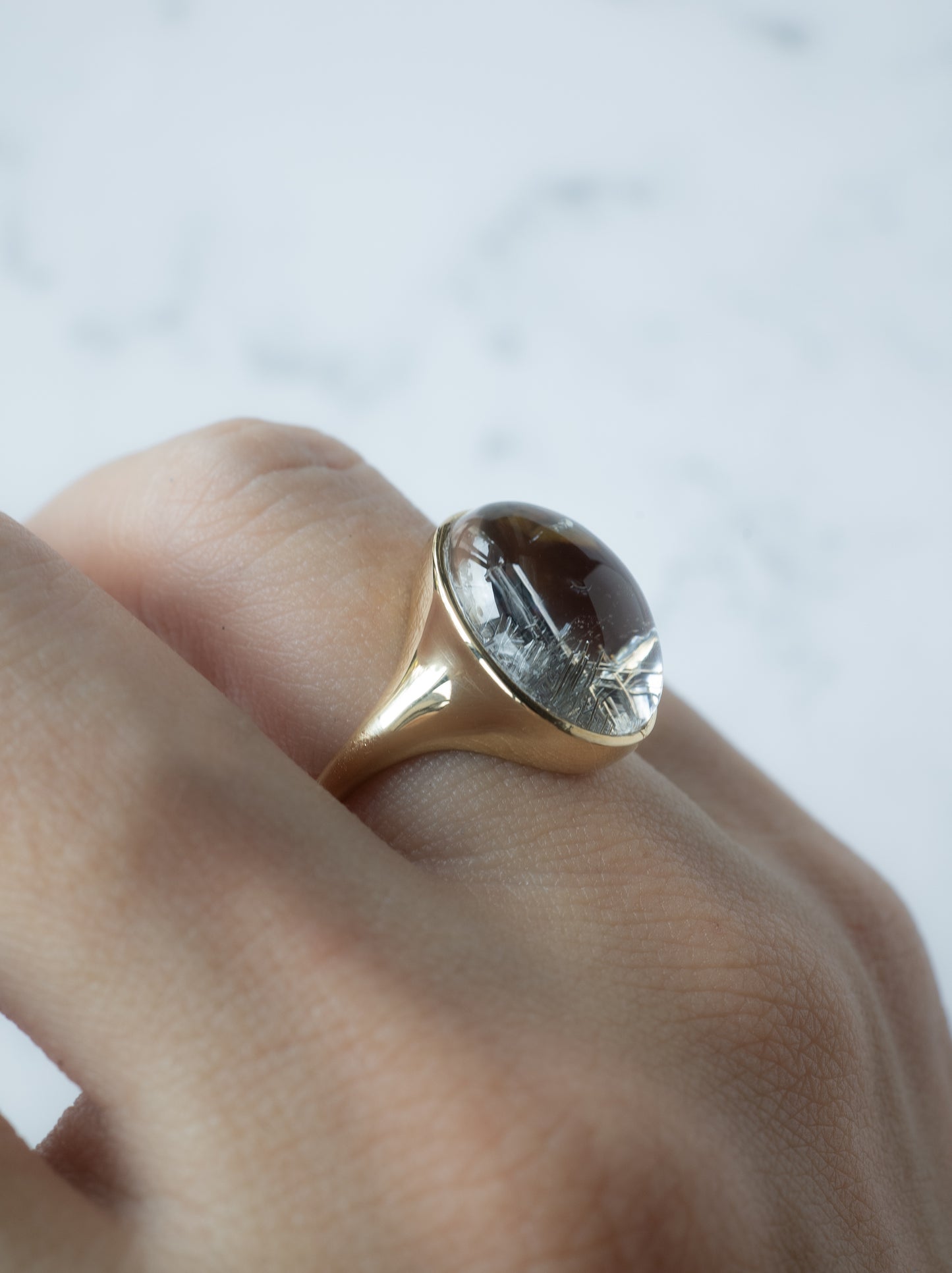 Silver Rutilated Quartz Ring