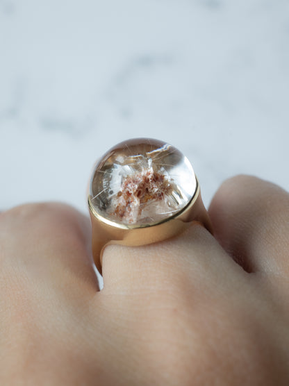 Flower Inclusion Quartz Ring
